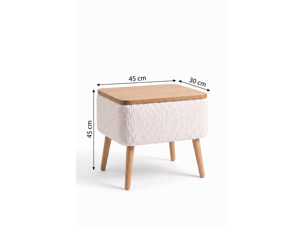 Table de chevet en bois "Nivo" - 45 x 30 x 45 cm - Blanc