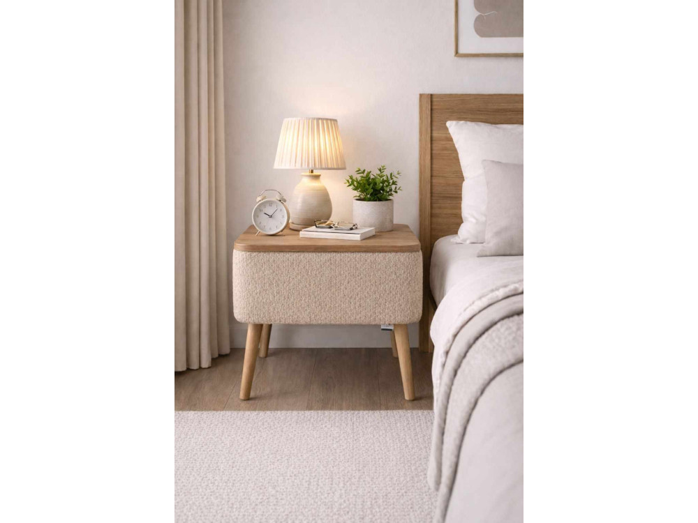 Table de chevet en bois "Nivo" - 45 x 30 x 45 cm - Beige