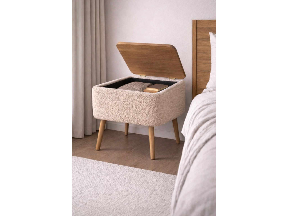 Table de chevet en bois "Nivo" - 45 x 30 x 45 cm - Beige