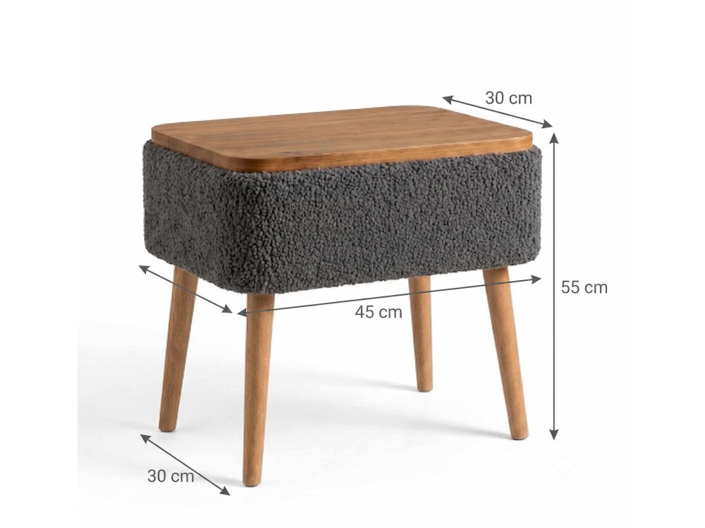 Table de chevet en bois "Nova" - 45 x 30 x 55 cm - Anthracite