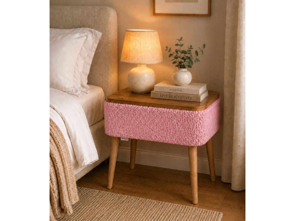 Table de chevet en bois "Nova" - 45 x 30 x 55 cm - Rose