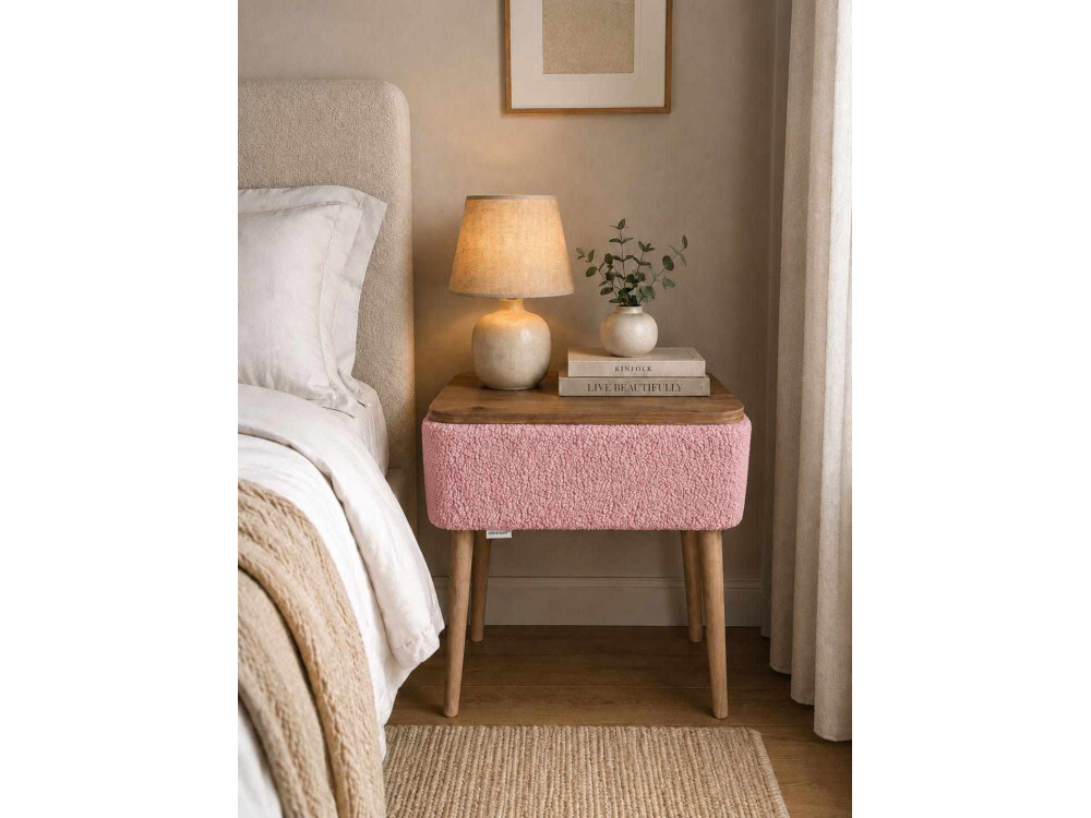 Table de chevet en bois "Nova" - 45 x 30 x 55 cm - Rose