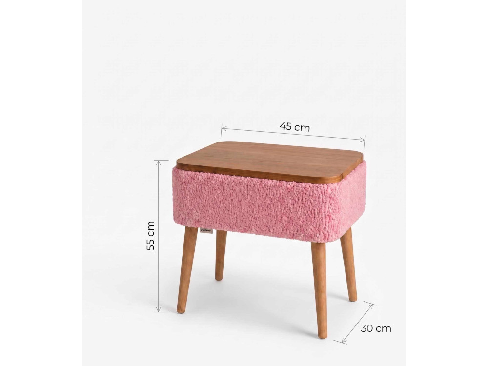 Table de chevet en bois "Nova" - 45 x 30 x 55 cm - Rose