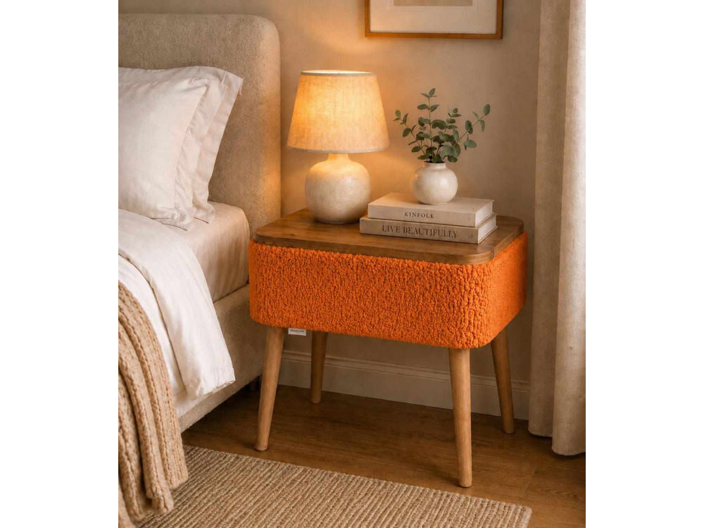 Table de chevet en bois "Nova" - 45 x 30 x 55 cm - Orange