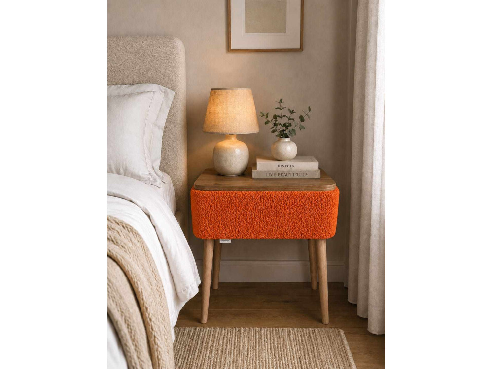 Table de chevet en bois "Nova" - 45 x 30 x 55 cm - Orange