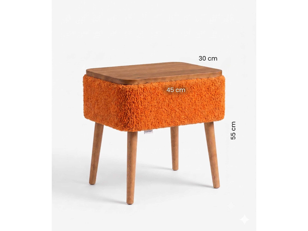 Table de chevet en bois "Nova" - 45 x 30 x 55 cm - Orange
