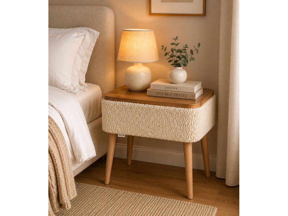 Table de chevet en bois "Nova" - 45 x 30 x 55 cm - Beige