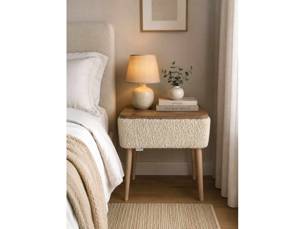 Table de chevet en bois "Nova" - 45 x 30 x 55 cm - Beige