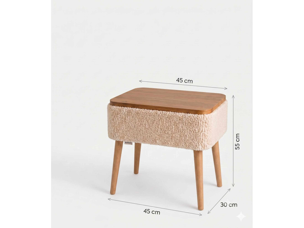 Table de chevet en bois "Nova" - 45 x 30 x 55 cm - Beige