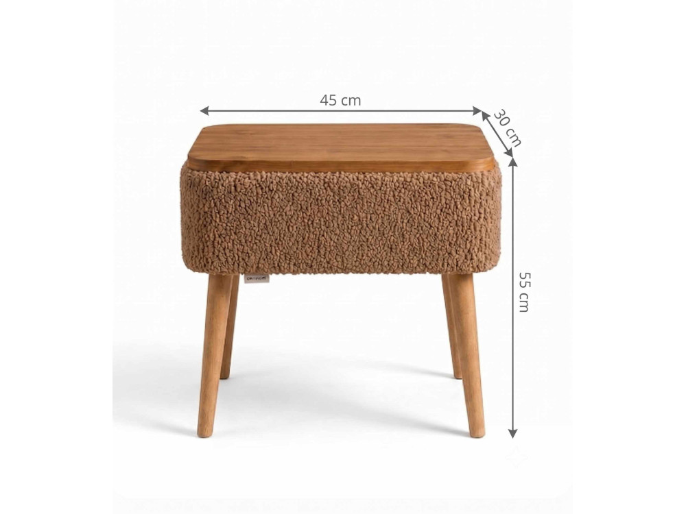 Table de chevet en bois "Nova" - 45 x 30 x 55 cm - Marron