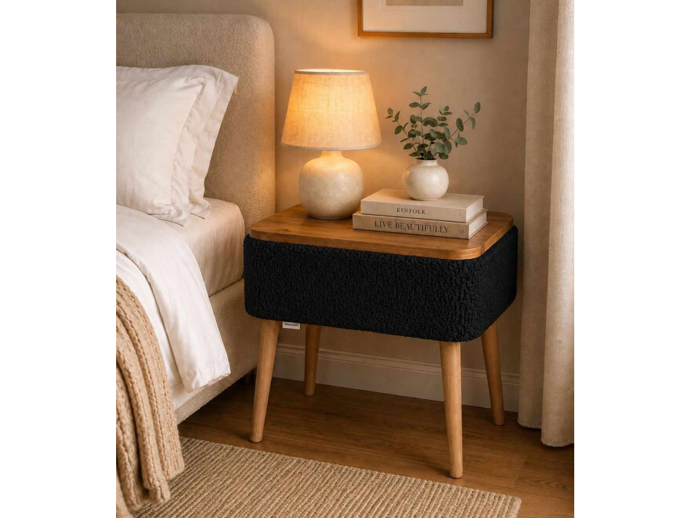 Table de chevet en bois "Nova" - 45 x 30 x 55 cm - Noir