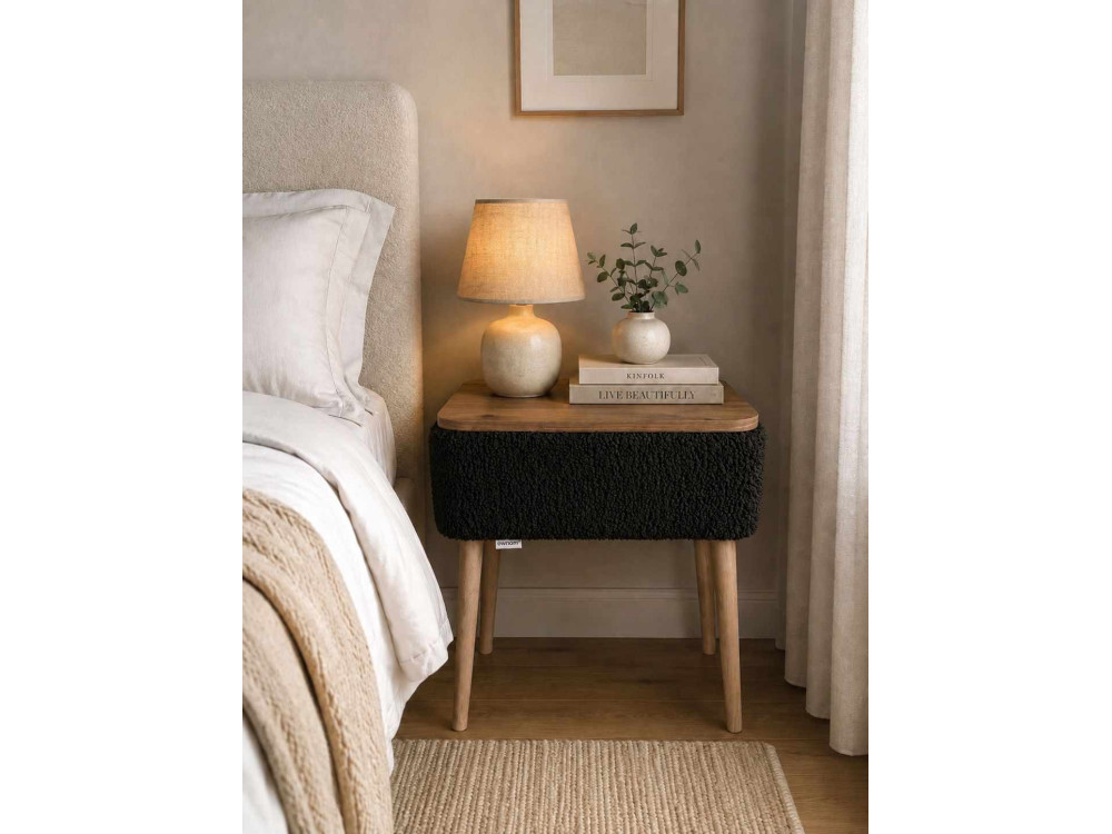 Table de chevet en bois "Nova" - 45 x 30 x 55 cm - Noir