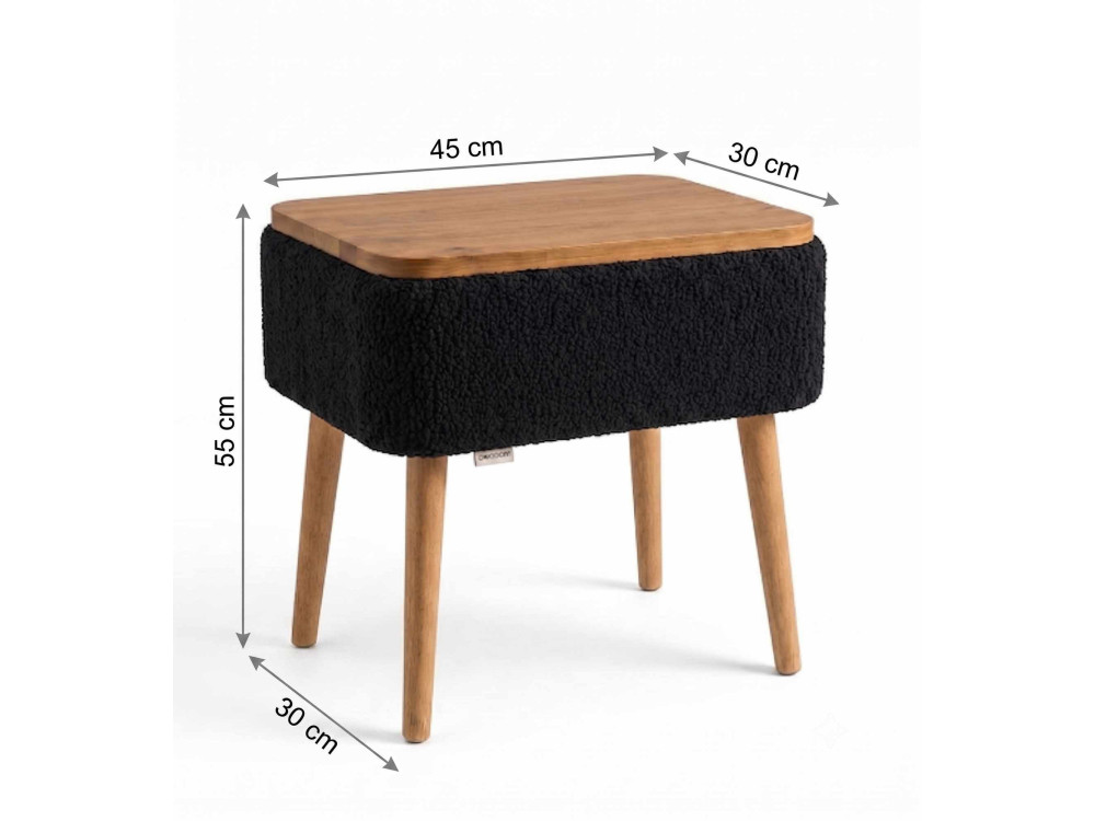 Table de chevet en bois "Nova" - 45 x 30 x 55 cm - Noir