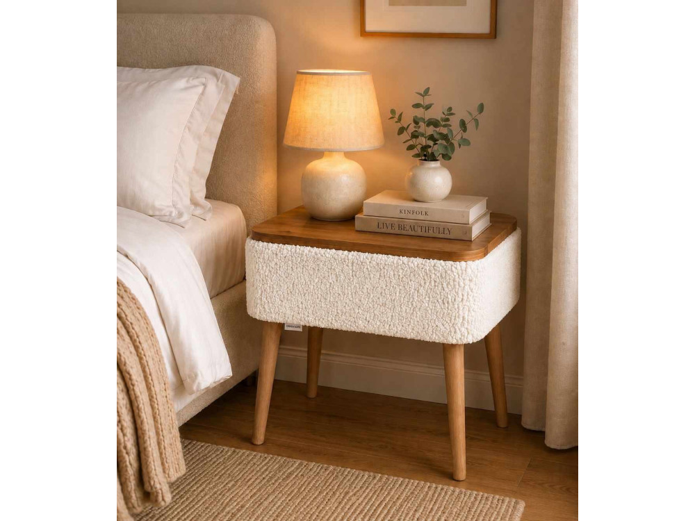 Table de chevet en bois "Nova" - 45 x 30 x 55 cm - Blanc