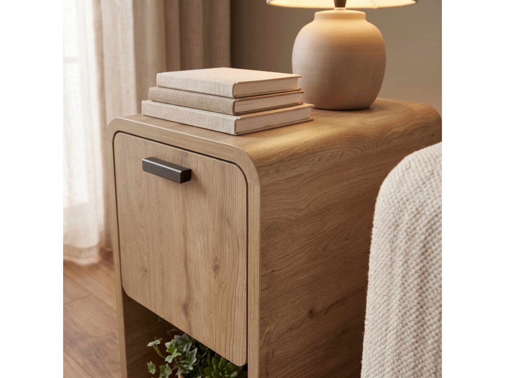 Table de chevet en bois "ROVEL" - 30 x 39 x 50 cm - Beige