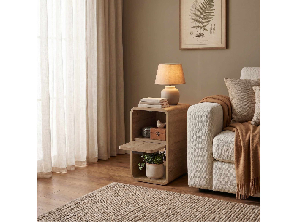 Table de chevet en bois "ROVEL" - 30 x 39 x 50 cm - Beige
