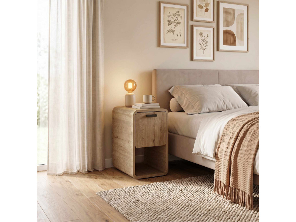 Table de chevet en bois "ROVEL" - 30 x 39 x 50 cm - Beige