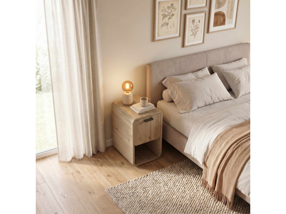 Table de chevet en bois "ROVEL" - 30 x 39 x 50 cm - Beige