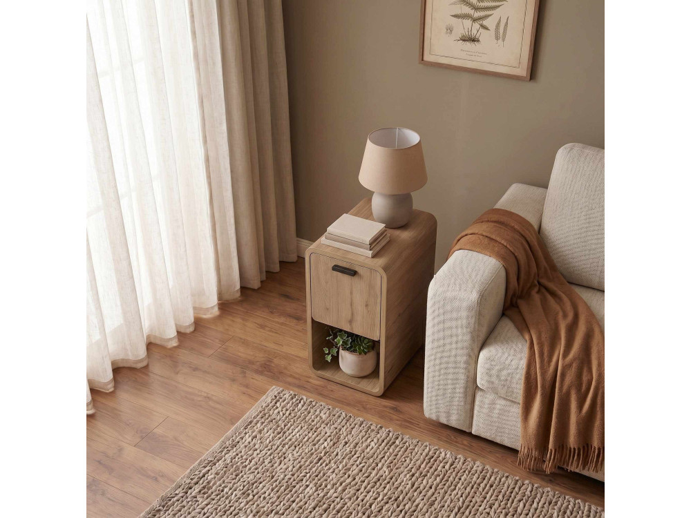 Table de chevet en bois "ROVEL" - 30 x 39 x 50 cm - Beige