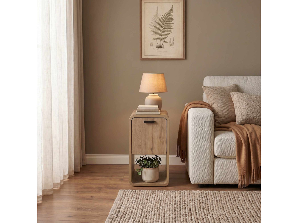 Table de chevet en bois "ROVEL" - 30 x 39 x 50 cm - Beige