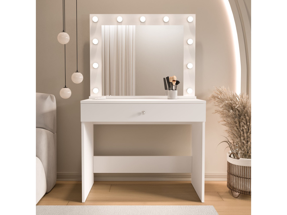 Coiffeuse en bois "Monroe" - 80 x 42 x 147 cm - Blanc