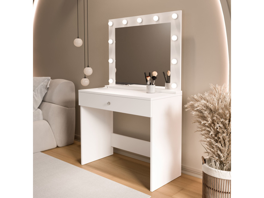 Coiffeuse en bois "Monroe" - 80 x 42 x 147 cm - Blanc