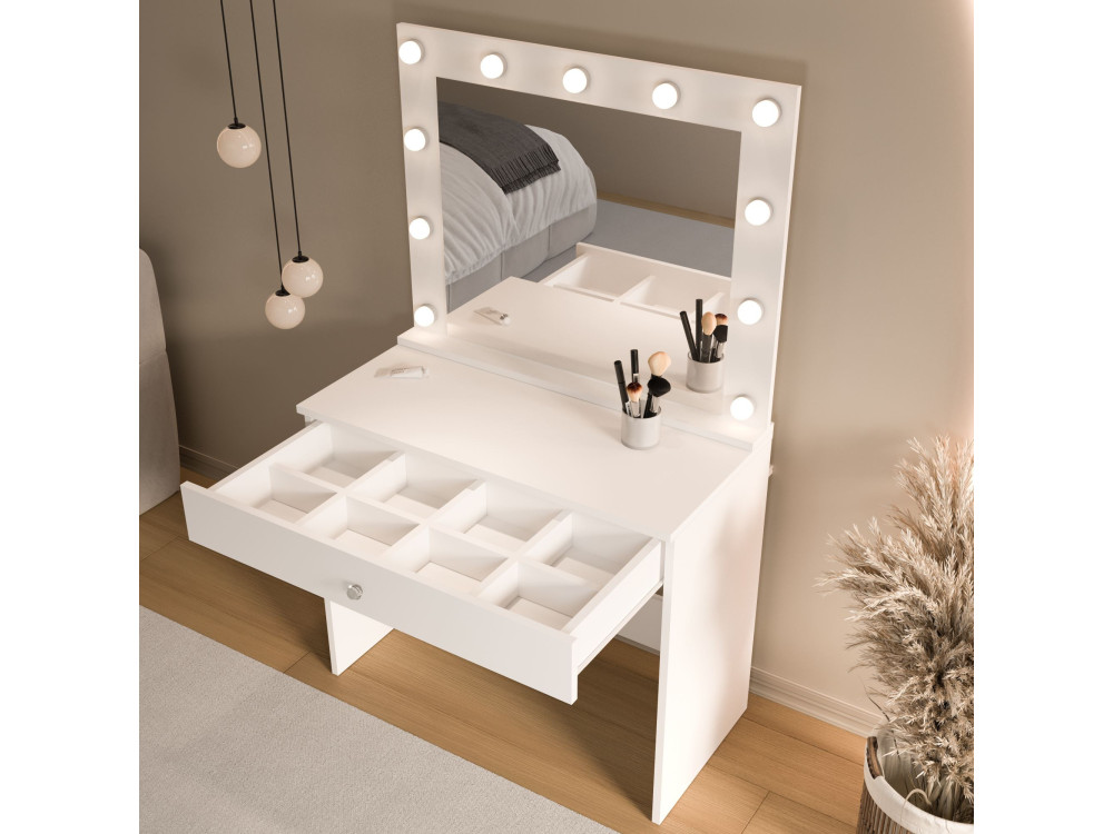 Coiffeuse en bois "Monroe" - 80 x 42 x 147 cm - Blanc