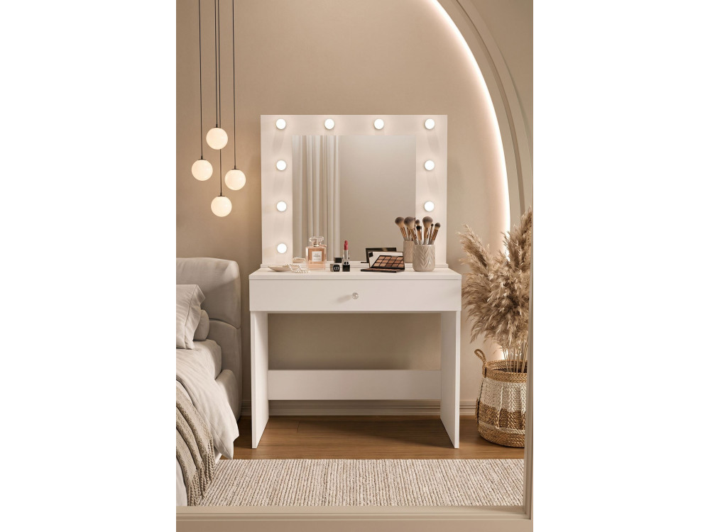 Coiffeuse en bois "Monroe" - 80 x 42 x 147 cm - Blanc