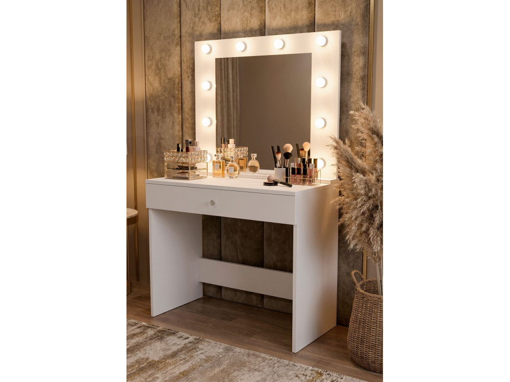 Coiffeuse en bois "Monroe" - 80 x 42 x 147 cm - Blanc
