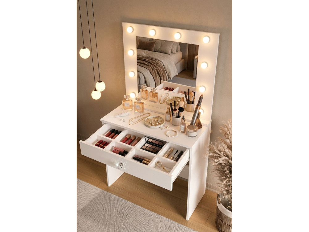 Coiffeuse en bois "Monroe" - 80 x 42 x 147 cm - Blanc