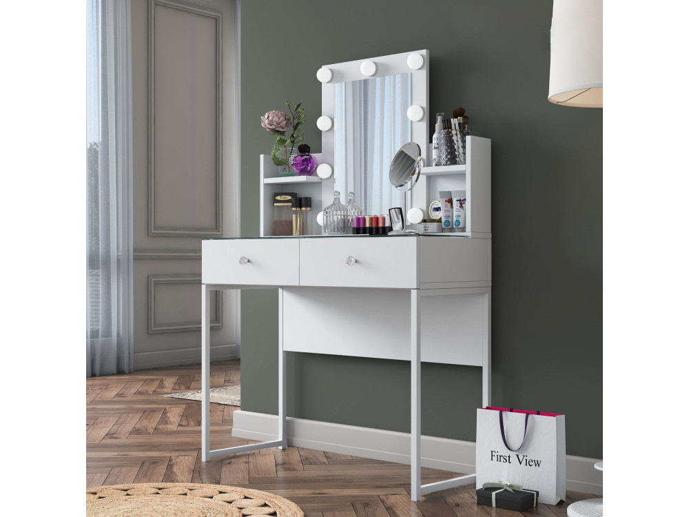 Coiffeuse en bois " BJ145 " - 90 x 40 x 136 cm - Blanc