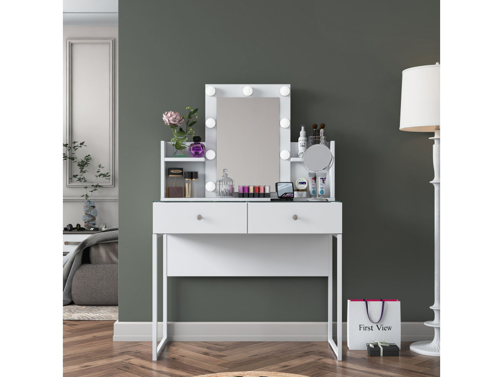 Coiffeuse en bois " BJ145 " - 90 x 40 x 136 cm - Blanc
