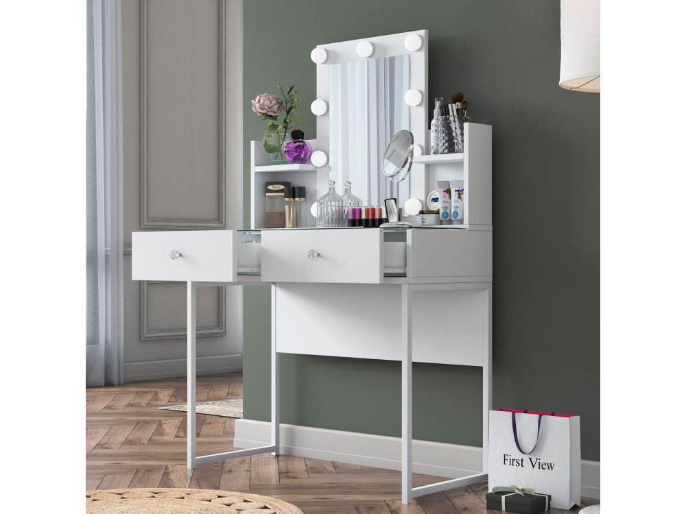 Coiffeuse en bois " BJ145 " - 90 x 40 x 136 cm - Blanc