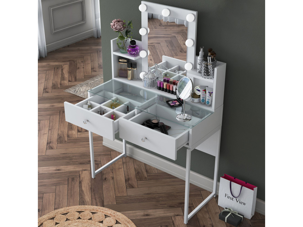 Coiffeuse en bois " BJ145 " - 90 x 40 x 136 cm - Blanc