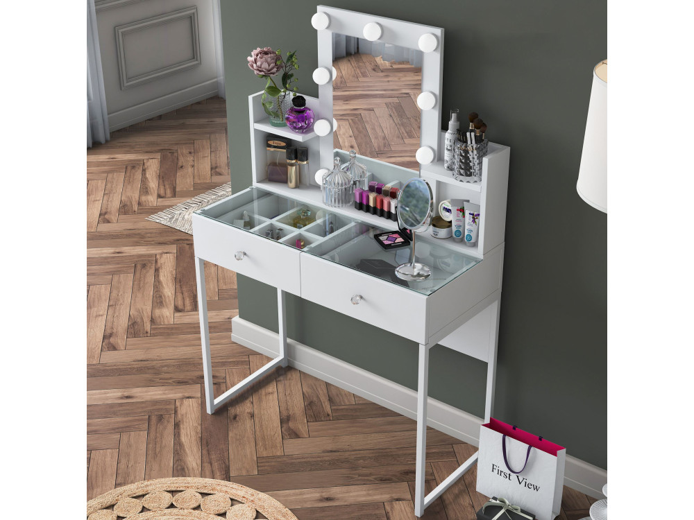 Coiffeuse en bois " BJ145 " - 90 x 40 x 136 cm - Blanc