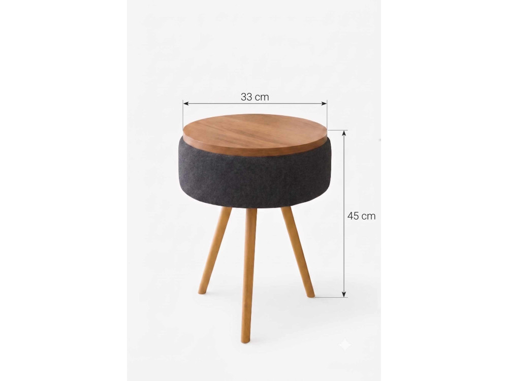Table d'appoint en bois "Zgn" - 33 x 45 cm - Anthracite