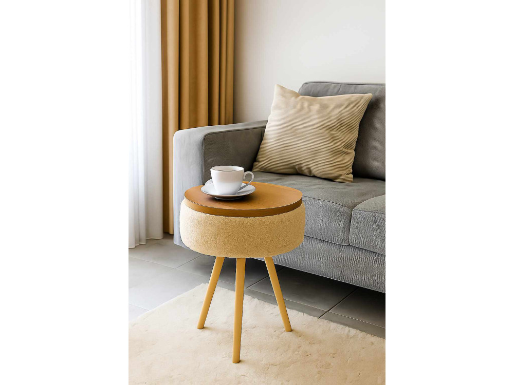 Table d'appoint en bois "Zgn" - 33 x 45 cm - Beige
