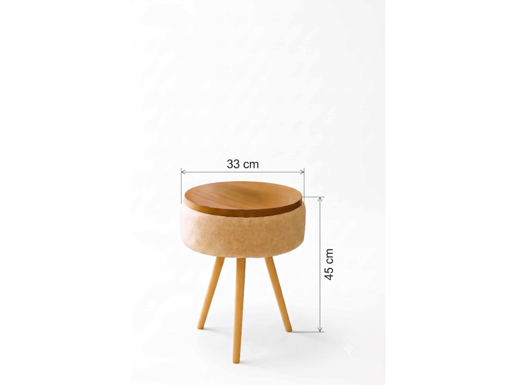 Table d'appoint en bois "Zgn" - 33 x 45 cm - Beige