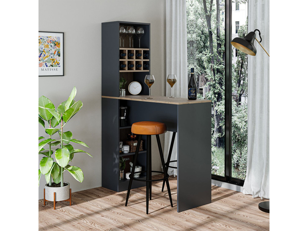 Table de bar en bois " 2771 " - 120 x 50 x 180 cm - Anthracite