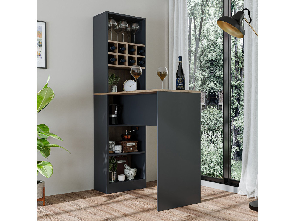 Table de bar en bois " 2771 " - 120 x 50 x 180 cm - Anthracite
