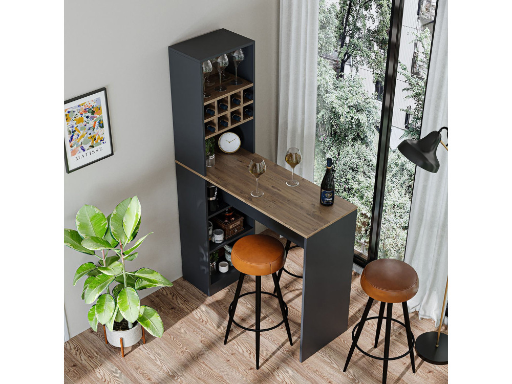 Table de bar en bois " 2771 " - 120 x 50 x 180 cm - Anthracite