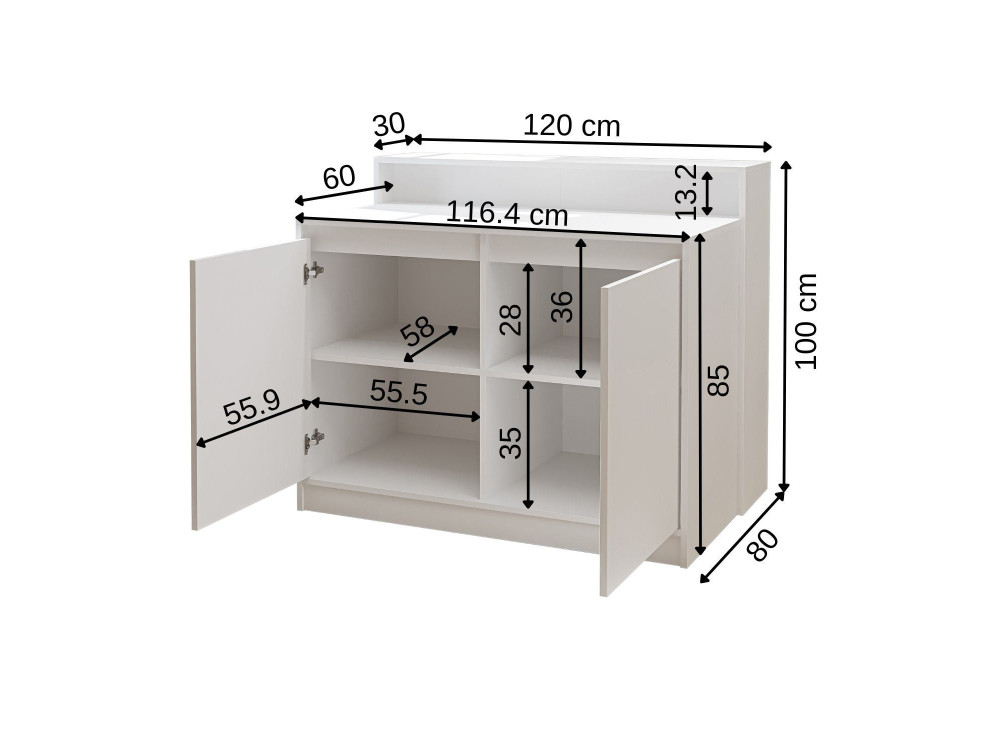Table de cuisine en bois " 2798 " - 120 x 80 x 100 cm - Blanc