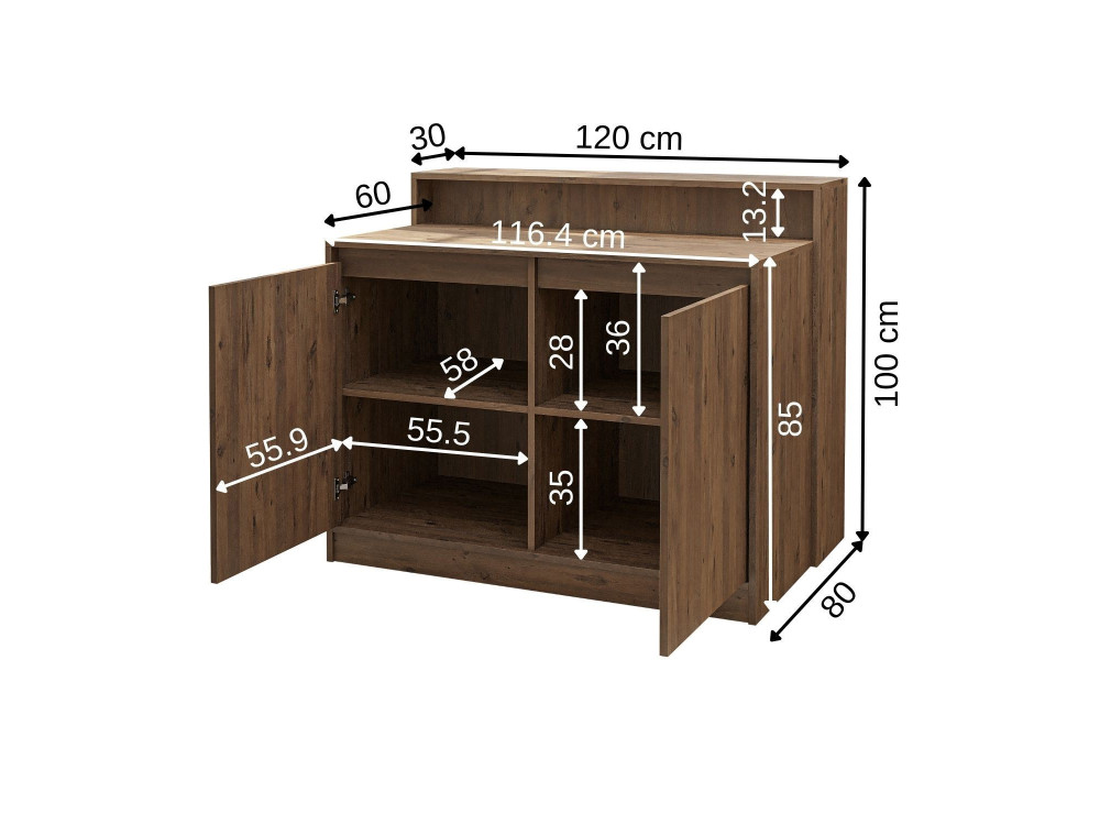 Table de cuisine en bois " 2799 " - 120 x 80 x 100 cm - Marron