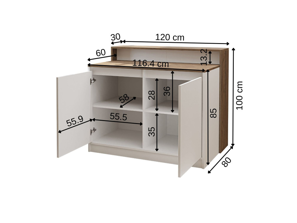 Table de cuisine en bois " 2800 " - 120 x 80 x 100 cm - Blanc