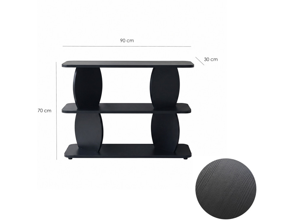 Table d'appoint en bois "Armonia" - 90 x 30 x 70 cm - Noir