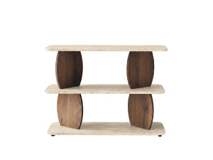 Table d'appoint en bois "Armonia" - 90 x 30 x 70 cm - Travertin / Noyer