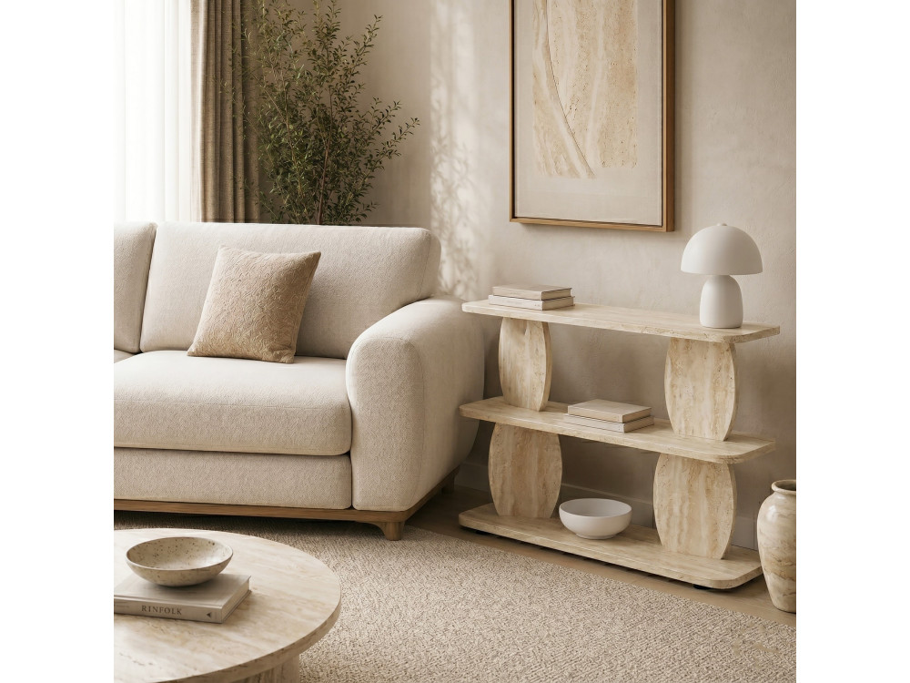 Table d'appoint en bois "Armonia" - 90 x 30 x 70 cm - Travertin