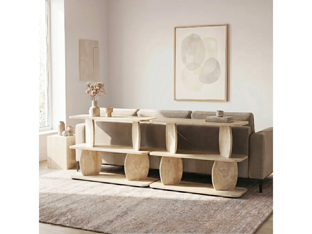 Table d'appoint en bois "Armonia" - 90 x 30 x 70 cm - Travertin