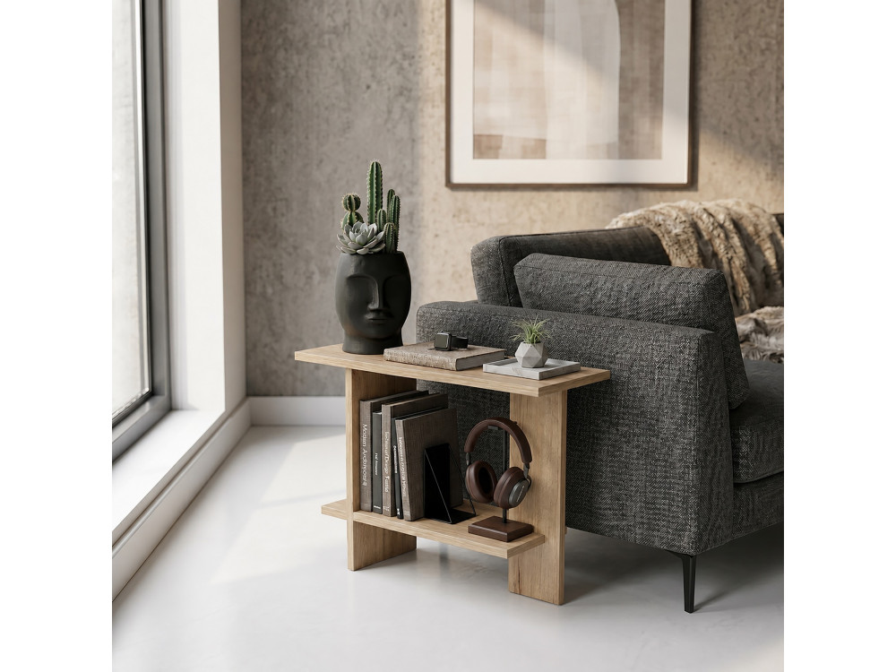 Table d'appoint en bois "Essenziale" - 80 x 30 x 55 cm - Chêne Saphir