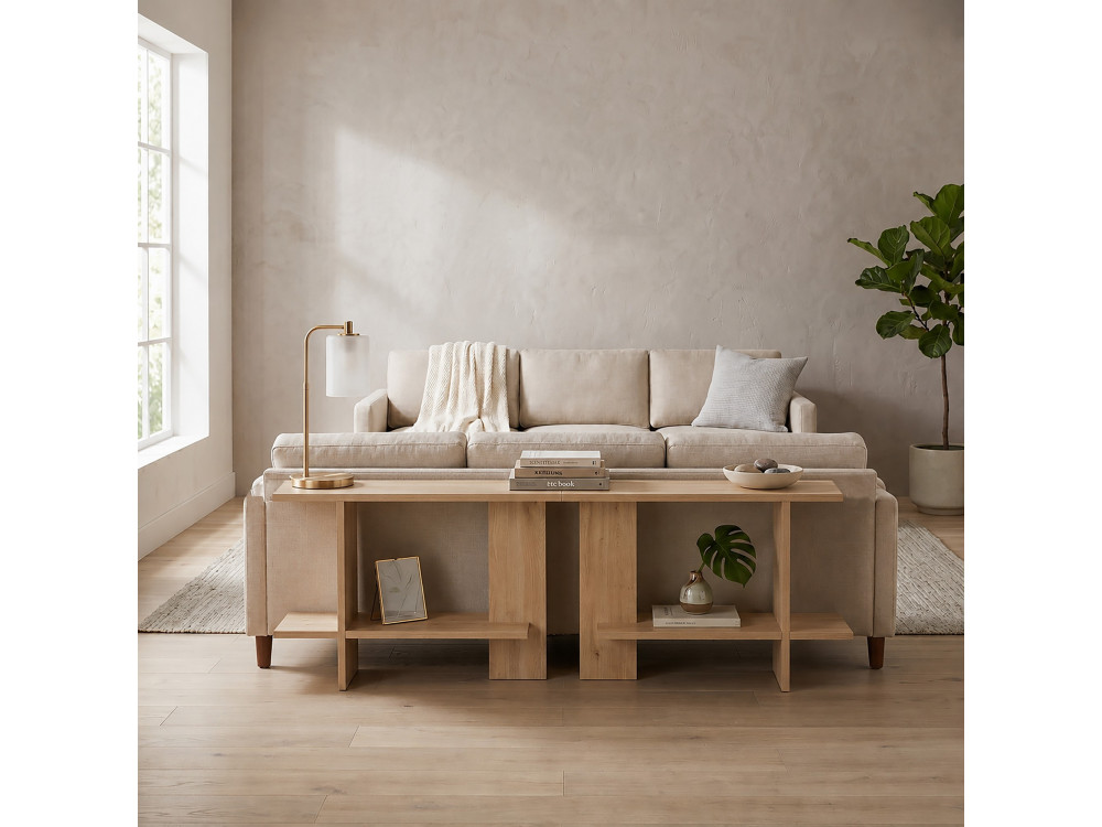 Table d'appoint en bois "Essenziale" - 80 x 30 x 55 cm - Chêne Saphir
